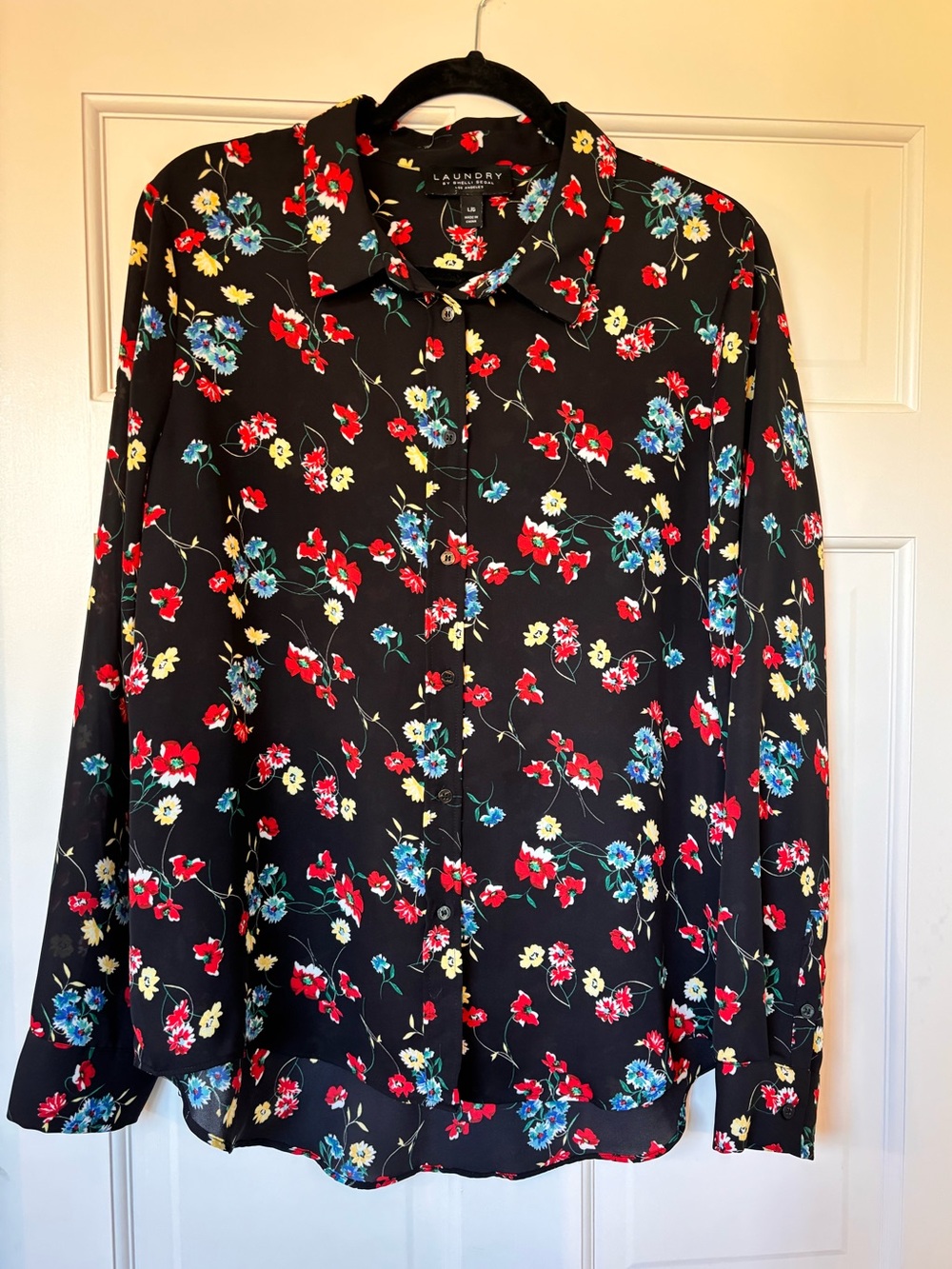 LAUNDRY by Shelli Segal Black Floral Button-Up Women’s Shirt